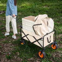 Chariot de pique-nique et de camping pliable à quatre roues avec roues de 5 pouces, cadre en acier, capacité de 150 L, capacité de charge de 150 kg, directement du fabricant