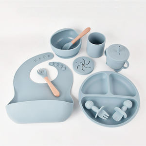 Ensemble de vaisselle en silicone de qualité alimentaire pour bébé, motif dessin animé, lot de dix, assiette d'apprentissage pour l'alimentation complémentaire <span class=keywords><strong>du</strong></span> bébé - Product Image 2