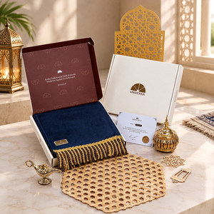 Navy Head Prayer Mat Prophet of Prayer Mat Premium Fur <b>Foam</b> Faux Sujood Mat with Gold Tassel and 24K Gold - Product Image 6