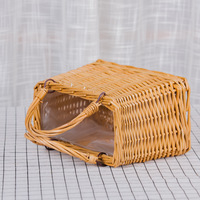 Panier de fleurs Portable en rotin, panier décoratif tissé, panier de rangement pour plantes de Camping, panier de compagnon rustique