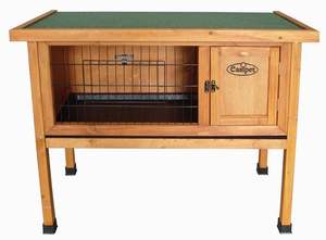 Kandang kelinci kayu atau marmut tingkat tunggal dengan pemisah untuk anjing dan kucing menampilkan palet nampan plastik - Product Image 4