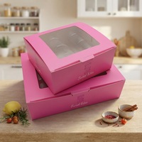 Caja Rectangular de Cartón para Pasteles al por Mayor con Ventana y Logotipo Personalizable, Laminación Mate, Empaque para Regalo de Donuts