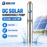 Pompe solaire submersible DC pour puits profond, pompe solaire submersible haute efficacité pour l'agriculture, 0,5 KW/0,67HP