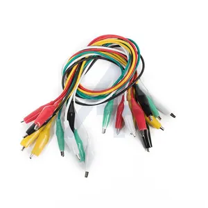 JIALUN 5 colors 35mm alligator clamp cable test leads middle size double ended alligator clips with wire