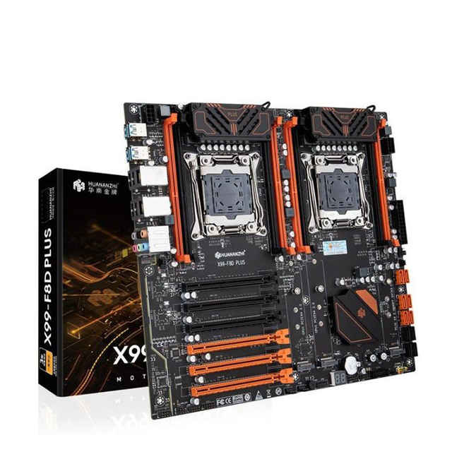 South China Gold X99-F8DPLUS DDR4 Dual Socket Motherboard CPU Combo New Desktop Server with E5-2696v3 Processor