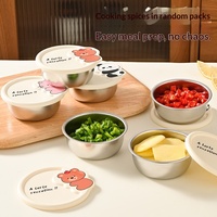 Boîte à sauce ronde en acier inoxydable 304 avec couvercle, motif dessin animé, portable, pour camping et pique-niques