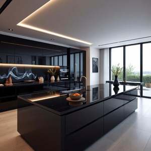 Factory Direct High-End Fully Customized Black Kitchen Cabinets | RTA Modular Island Kitchen with European-Style Finishes - Product Image 5