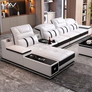 आधुनिक सफेद एल आकार अनुभागीय सोफे लिविंग रूम सोफा सेट फर्नीचर होटल विला लक्जरी मॉड्यूलर कृत्रिम चमड़े के सोफे - Product Image 2