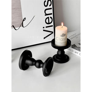 Porte-bougie vintage noir Xiao Gong en verre mat cylindrique, décoration d'intérieur, cadeau publicitaire - Product Image 1