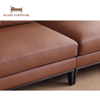 BLAINE Neues Italienisches Modernes Gepolstertes Braunes Echtleder-Sofa-Set mit Holzrahmen, Luxus-Villa-Werkstatt Ecksofa