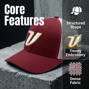 Gorra de béisbol deportiva unisex personalizada de 5 paneles, tela Oxford, con cierre a presión, estilo trucker, para deportes al aire libre y uso casual. - Product Image 1