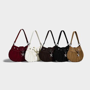 2025 가을 겨울 빈티지 다크 브라운 인조 스웨이드 겨드랑이 가방 독특한 Y2K 스타 스타일 싱글 숄더 크로스 바디 백 여성 프리미엄 핸드백 - Product Image 3