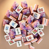 Jeu de Mahjong américain moderne de luxe avec tuiles en acrylique à dos coquillage irisé, idéal pour les amateurs de Mahjong et parfait pour offrir en cadeau