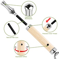 Kit d'outils respiratoires en bois clair et argenté, avec noyaux d'orange douce, brosse de nettoyage de chaîne, non électrique, sans nicotine, coffret cadeau