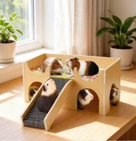 Maison en bois multifonctionnelle pour cochon d'Inde, mobilier pour animaux de compagnie, hamac, cachette, jouet anti-ennui, détachable
