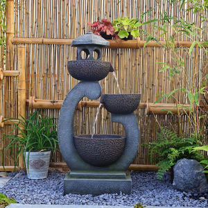 Dekorasi taman air mancur air terjun Modern Pagoda Zen tenang mangkuk air mancur berdiri Jepang dengan lampu LED - Product Image 3