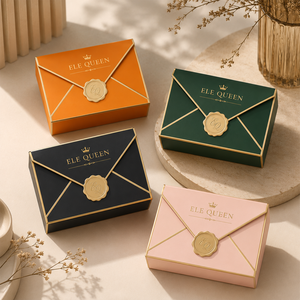 Custom <b>Envelope</b> Folding <b>Gift</b> <b>Box</b> with Gold Foil Logo for Jewelry Packaging Candy and Boutique <b>Gift</b> Use candy packaging - Product Image 1