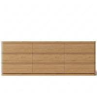 Commode à 9 tiroirs en bois massif FERLY, style moderne minimaliste, chêne naturel, large commode de rangement pour chambre à coucher