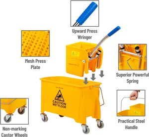 دلو ممسحة تجاري مع عجلات عصارة من البلاستيك لأداة صيانة أرضية مطعم الفندق - Product Image 6