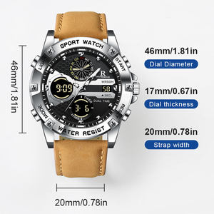 <span class=keywords><strong>ONTHEEDGE</strong></span> Montre de luxe pour homme en cuir, étanche, lumineuse, avec date, montre-bracelet à quartz pour homme, Relogois Masculino - Product Image 4
