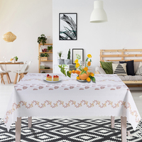 Nappe de table blanche à bordure florale IUIU 137 cm avec dos en flanelle