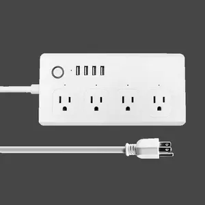 US Smart Socket wifi Smart Wifi Power Strip Works with Alexa Google 4 Outlets 4 USB Ports