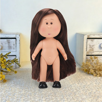 Poupée Mannequin de 14 cm à Personnaliser, Corps Vierge, Accessoires DIY, Cheveux Longs et Raides, Poupée Nue en Vinyle, Jouet Cadeau à Habiller pour Filles