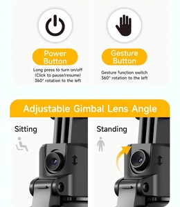Tự động bật mở ai thông minh Gimbal Tripod <span class=keywords><strong>Selfie</strong></span> <span class=keywords><strong>Stick</strong></span> có thể gập lại 360 ° tự động theo dõi khuôn mặt Gimbal tất cả trong một giá đỡ điện thoại - Product Image 3