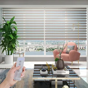 Custom size living room venetian blinds cord free motorized windows zebra blinds