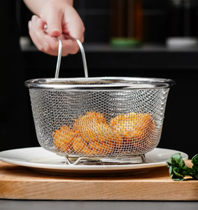Thickened <b>Mesh</b> Vegetable Fruit <b>Basket</b> Frying French Fries <b>Basket</b> Strainer Kitchen Drain <b>Basket</b> Food Ftrainer With Handle - Product Image 1