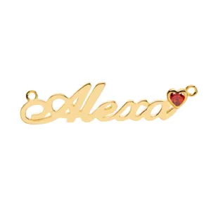 2024 Most Popular Designed 14K Solid Gold / 925 Sterling Silver Name Necklace with Red Heart Shape Stone Wholesale