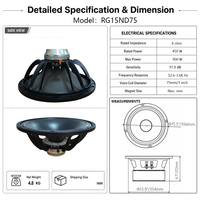 Haut-parleur passif coaxial de 15 pouces à 75 noyaux, avec dôme en papier 7DF importé, aimant néodyme de haute qualité, RG15ND75, métal, 450W