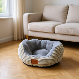 Cuccia per cani Yommy in velluto a coste, ovale, taglia S, M, L, impermeabile, fondo antiscivolo - Product Image 2