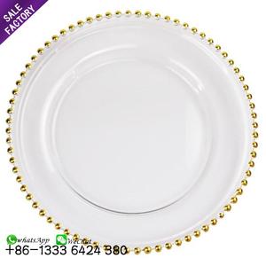 Borde embellecedor de oro rosa para boda, <span class=keywords><strong>cristal</strong></span> con cuentas, placa de <span class=keywords><strong>cristal</strong></span>, Cargadores para decoración, barato, venta al por mayor - Product Image 2