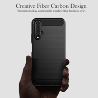 Étui en TPU Fibre de Carbone Brossée pour Nova 5 Pro 5i 5t 5z Anti-chute Antichoc Résistant à la Saleté avec Béquille pour Téléphone Portable