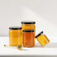 Bouteilles et bocaux de stockage en verre transparent de forme ronde en gros pour confiture, gelée, et conteneurs de cuisine en verre avec couvercle