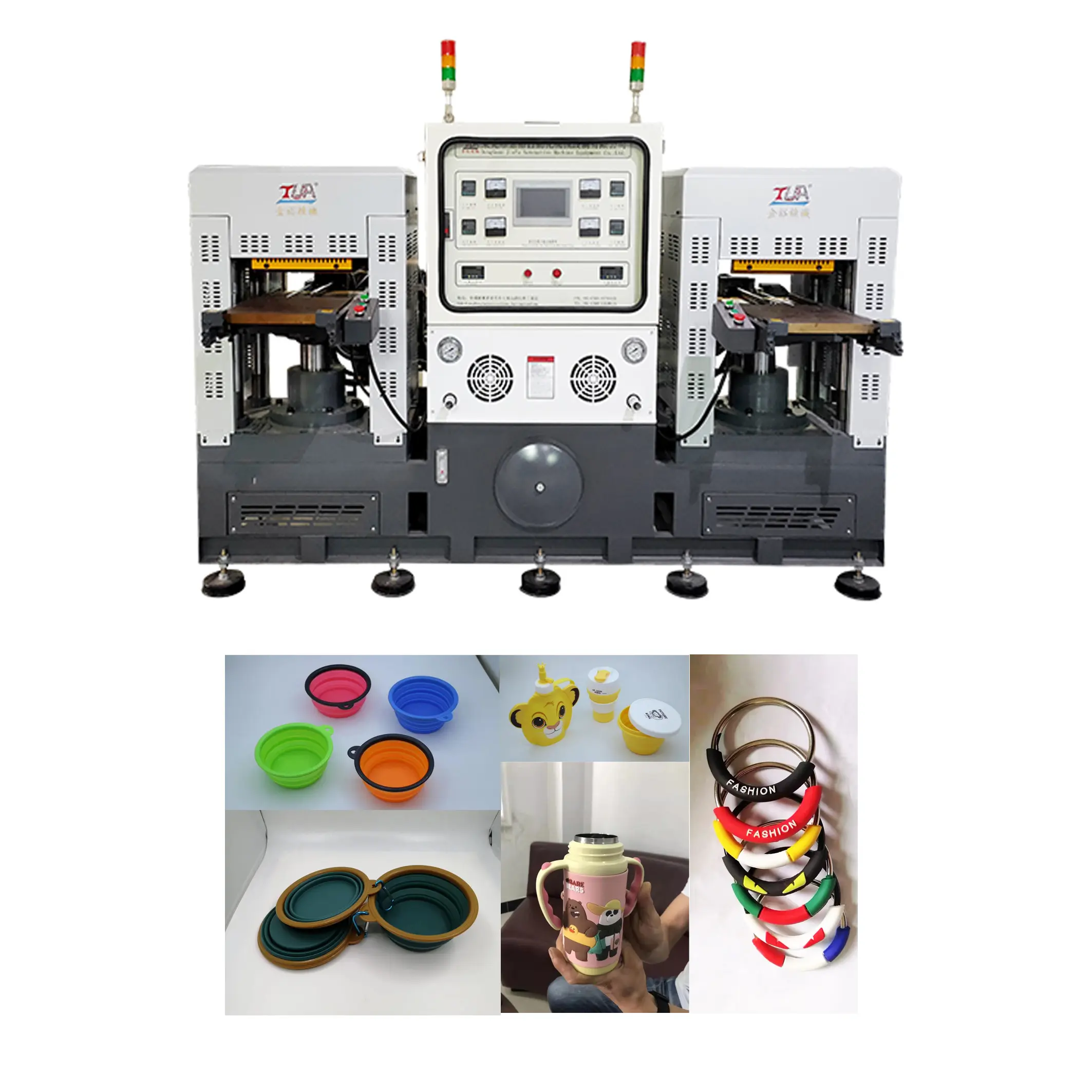 Silicon lid cup stopper strip chain bracelet making machine automatic silicone vulcanizing machine double-head vulcanizer
