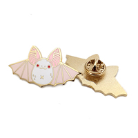 Épinglette en émail personnalisée en métal, motif chauve-souris à grandes oreilles, émail dur, badge de chapeau, épingles de revers, technique de placage, gravure, couleur personnalisée