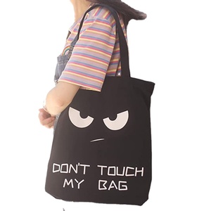 Black Handle Custom Print Promotional Eco Friendly Tote Shopping Cotton Bag With Logo