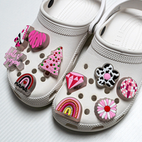 Populaire Lumières LED pour chaussures en PVC rose, breloques LED amusantes en forme d'animaux, lumières pour boucles de chaussures arc-en-ciel mignonnes en forme d'animaux, breloques de fête