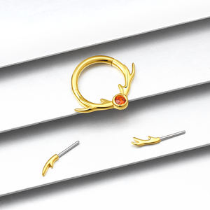 Joyería Corporal de Oro Sólido de 14K Eternal Metal, Piercing de Oreja con Extremos Sin Rosca en Forma de Cuerno de Cerveza - Product Image 3