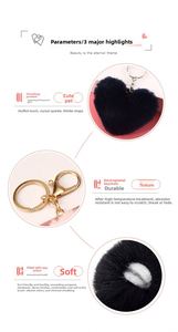 8cm Pom Pom Keychain Schoolbag Pendant Leopard Print Bag Charms Purse Heart <b>Keys</b> Leopard Keychains Women Girls Animal Lover - Product Image 3
