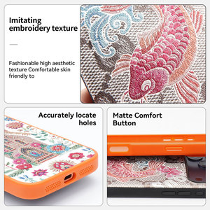 Étui de téléphone en <span class=keywords><strong>cuir</strong></span> de luxe avec impression florale 3D en relief, effet broderie, motif rose, vintage, antichoc, impression peinture à l'huile - Product Image 5