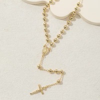 Kalung Salib Desain Religius Manik-Manik Doa Laris Manis Lapis Emas 14k