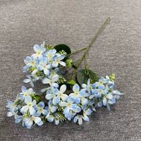 Buket Bunga Hydrangea Buatan dari Sutra, 5 Cabang, Batang Tebal, Kepala Bunga Hydrangea Banyak, untuk Dekorasi Meja Pesta di Rumah