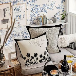 Nuevo Cojín Decorativo Abstracto en Blanco y Negro de Alta Gama, Moderno y Sencillo, 100% Poliéster para Sofá y Dormitorio, 2025 AY - Product Image 3