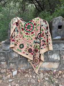 Cotton Hand Embroidered Suzani <b>Quilt</b> Boho <b>Bedding</b> Colorful Uzbek Style Bedspread Handmade Kantha <b>Quilt</b> - Product Image 4