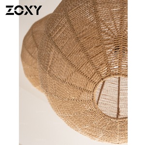 Lampe suspendue en rotin Zoxy, ronde, E27 LED, décoration d'intérieur pour salon et bar - Product Image 5