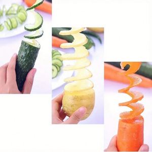Coupe-tourtes manuel en spirale pour pommes de terre, en acier inoxydable et plastique, à 3 lames rotatives, modèle Tornado - Product Image 3