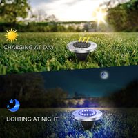16 Lampu LED Tenaga Surya untuk Luar Ruangan, Tahan Air, Logam, Lampu Disk untuk Taman, Jalur, Halaman, Jalan Masuk, Lanskap